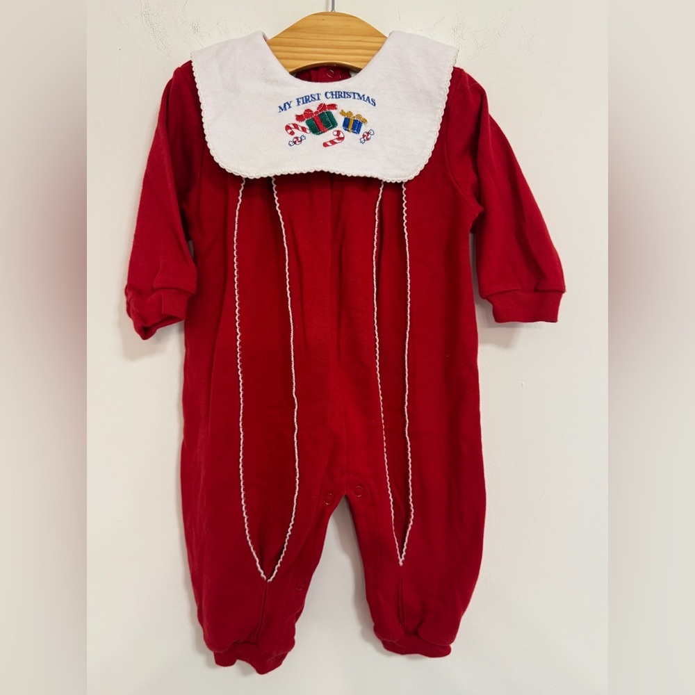CC Baby Boutique Red Festive First Christmas  Kids Footie